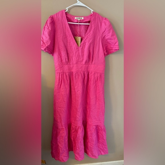 Boden eve midi linen dress pop pansy pink size 12 new with tags. D0849 - Picture 4 of 6